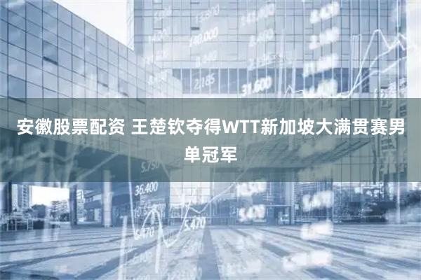 安徽股票配资 王楚钦夺得WTT新加坡大满贯赛男单冠军